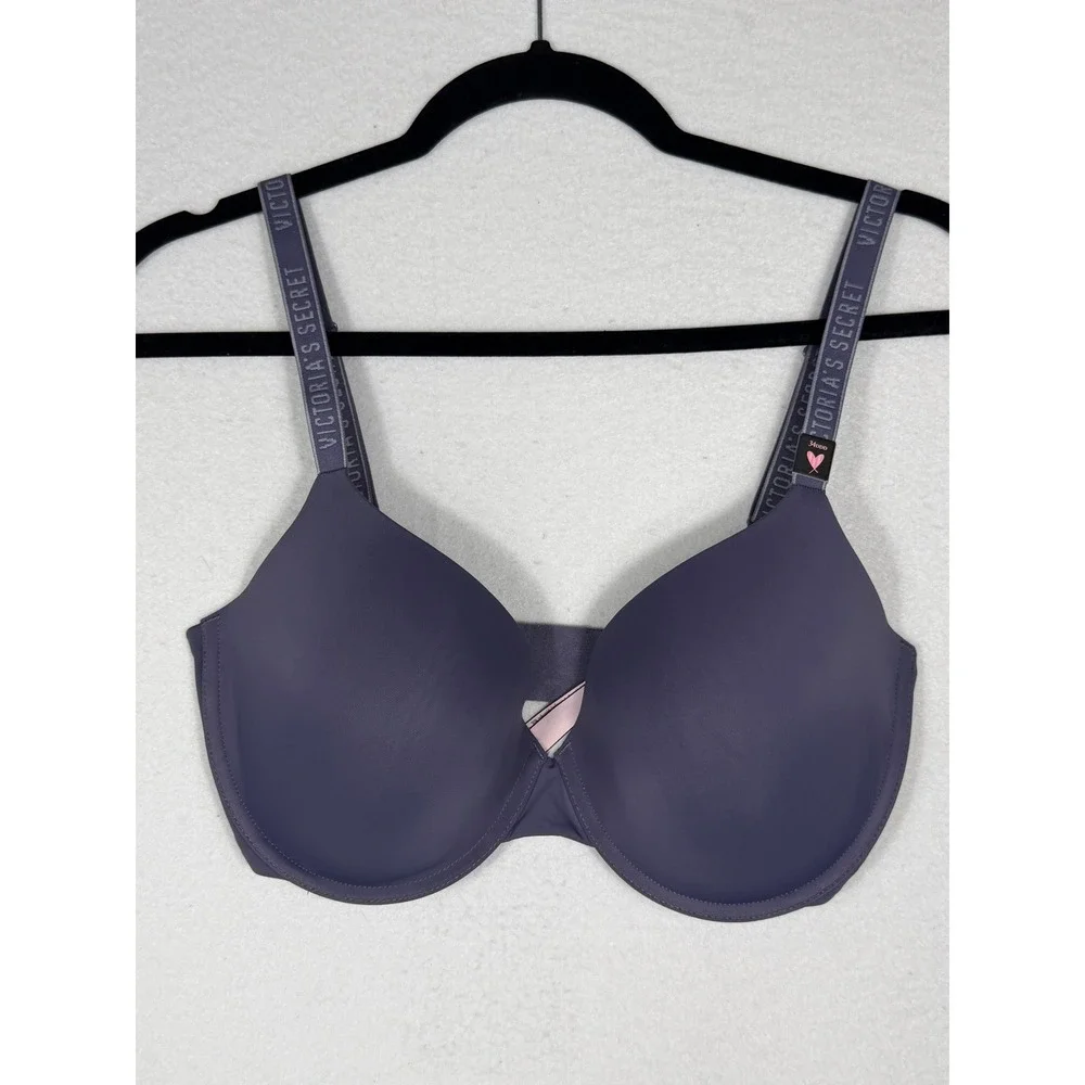 Victoria's Secret Bra Womens 34DDD Purple‎ T-Shirt Lightly Lined Demi Straps NEW